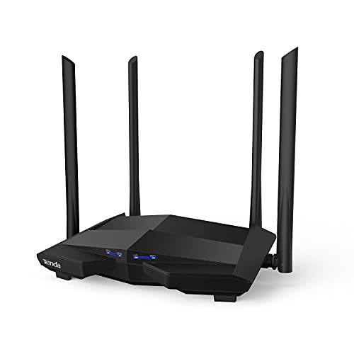 Tenda AC10U - Router Gigabit Inalámbrico de Doble Banda, 2.4 GHz a 300 Mbps y 5 GHz a 867 Mbps, 4 x 6 dBi antenas externas, USB 2.0, Gaming, Modo WISP, Clon MAC, Tecnología MU-MIMO, Beamforming+