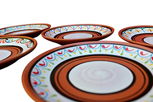 Terracota blanco platos de ensalada juego de 5 – Pintada a mano de España