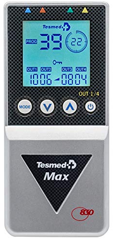 Tesmed MAX 830 con 20 electrodos electrodos electroestimulador muscular profesional: máxima potencia, abdominales, fortalecimiento muscular, contraturas, inestesismo, masajes tens