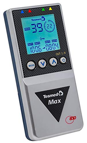 Tesmed MAX 830 con 20 electrodos electrodos electroestimulador muscular profesional: máxima potencia, abdominales, fortalecimiento muscular, contraturas, inestesismo, masajes tens