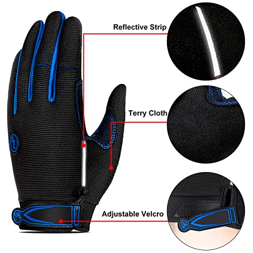 TEUEN Guantes Ciclismo Dedos Largos Guantes MTB con Pantalla Táctil Guantes Bicicleta Montaña para Hombre Mujer Guantes De Ciclismo con Acolchadas De Gel (Azul, S-Pequeño)