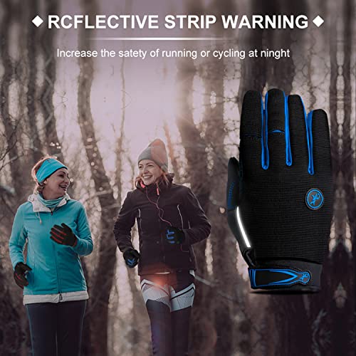 TEUEN Guantes Ciclismo Dedos Largos Guantes MTB con Pantalla Táctil Guantes Bicicleta Montaña para Hombre Mujer Guantes De Ciclismo con Acolchadas De Gel (Azul, S-Pequeño)