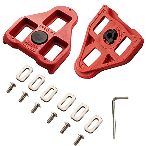 TFNYCT Tacos de Bicicleta – Pedales de Ciclismo autobloqueante – Juego de Tacos de Ciclismo para Interior y Bicicleta de Carretera, Compatible con Zapatos Shimano&Look(9 ° Float)(rojo2)