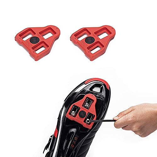 TFNYCT Tacos de Bicicleta – Pedales de Ciclismo autobloqueante – Juego de Tacos de Ciclismo para Interior y Bicicleta de Carretera, Compatible con Zapatos Shimano&Look(9 ° Float)(rojo2)