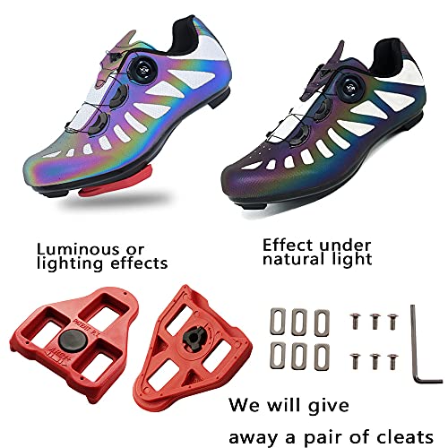 TFNYCT Zapatilla de Ciclismo Hombre Bicicleta Carretera MTB Tacos Luminous Respirables Mountain Interior Zapatillas de Ciclismo (Multi, Numeric_46)