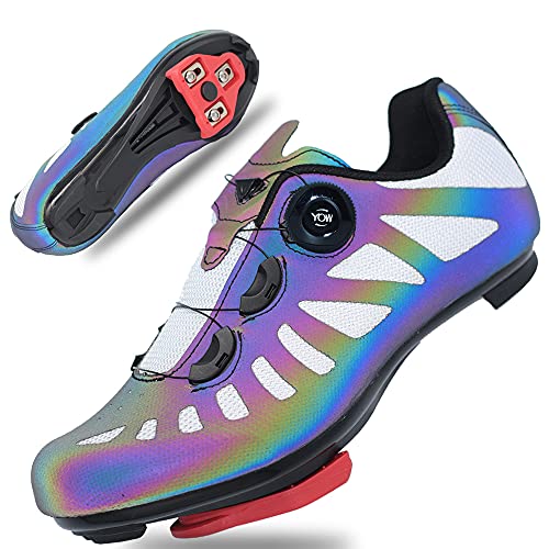 TFNYCT Zapatilla de Ciclismo Hombre Bicicleta Carretera MTB Tacos Luminous Respirables Mountain Interior Zapatillas de Ciclismo (Multi, Numeric_46)