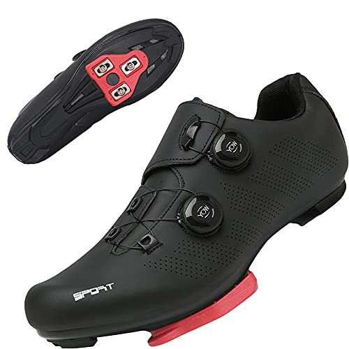 TFNYCT Zapatilla de Ciclismo Hombre Bicicleta Carretera MTB Tacos Respirables Mountain Interior Zapatillas de Ciclismo (Negro 206, Numeric_42)