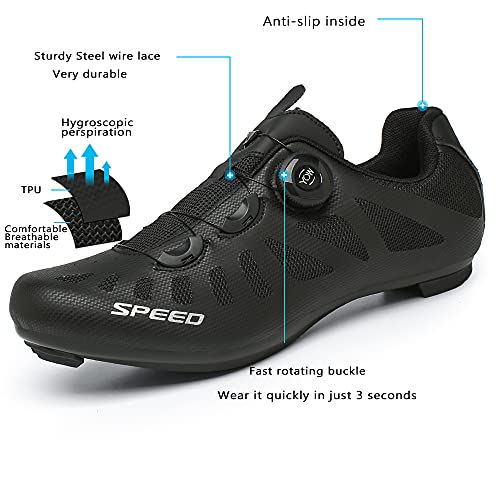 TFNYCT Zapatilla de Ciclismo Hombre Bicicleta Carretera MTB Tacos Respirables Mountain Interior Zapatillas de Ciclismo (Negro, Numeric_40)