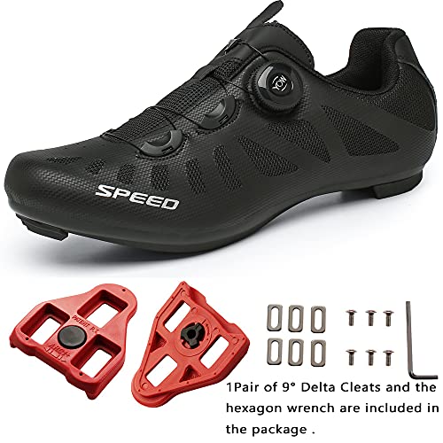 TFNYCT Zapatilla de Ciclismo Hombre Bicicleta Carretera MTB Tacos Respirables Mountain Interior Zapatillas de Ciclismo (Negro, Numeric_44)