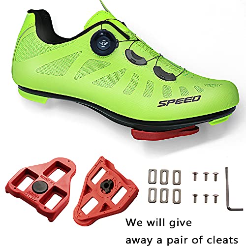 TFNYCT Zapatilla de Ciclismo Hombre Bicicleta Carretera MTB Tacos Respirables Mountain Interior Zapatillas de Ciclismo (Verde, Numeric_42)