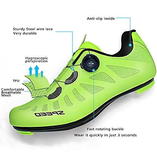 TFNYCT Zapatilla de Ciclismo Hombre Bicicleta Carretera MTB Tacos Respirables Mountain Interior Zapatillas de Ciclismo (Verde, Numeric_42)