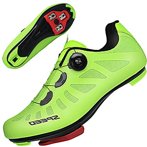 TFNYCT Zapatilla de Ciclismo Hombre Bicicleta Carretera MTB Tacos Respirables Mountain Interior Zapatillas de Ciclismo (Verde, Numeric_43)