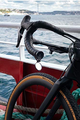 THE BEAM Bicicleta de Carreras-e-Bike-Aerodinámico-Diseño-Montaje en el Manillar-Corky by, Adulte Unisexe, Negro, Diámetro del Espejo 32 mm