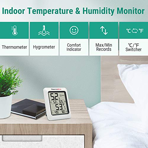 ThermoPro TP50 Termómetro Higrometro Digital para Interior Termohigrómetro Medidor Profesional para Medición de Temperatura y Humedad del Casa Ambiente