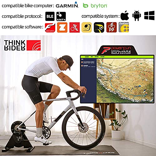 ThinkRider A1 - Transmisión Directa Rodillo de para Bicicleta para Entrenamiento en Interiores Diseño portátil silencioso, medidor de potencia incorporado, compatible con ANT + y BLE