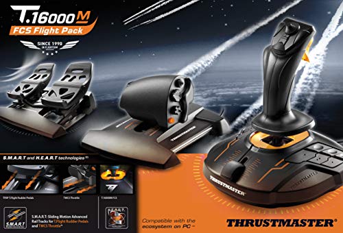 Thrustmaster T.16000M FCS FLIGHT PACK - Joystick - PC - Tecnología de precisión magnética H.E.A.R.T + mando de potencia TWCS + TFRP