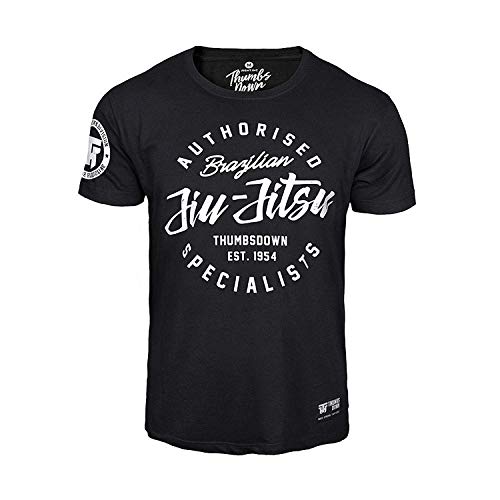 Thumbs Down Jiu-Jitsu Brasileño Camiseta Autorizado Specialists. MMA. Gimnasio Entrenamiento. Marcial Artes Informal - Negro, S