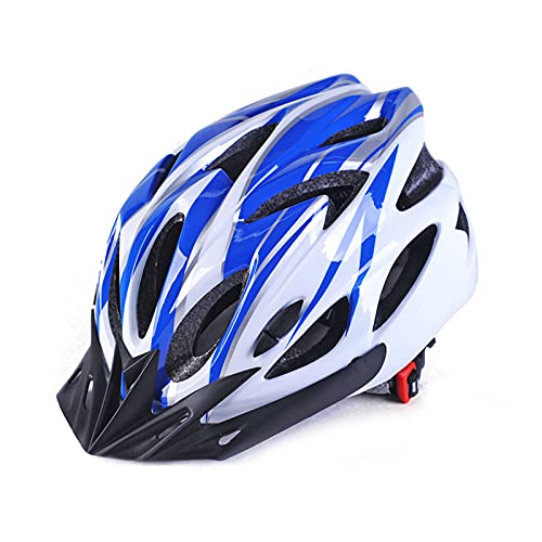 THV -Casco De Bicicleta para Adultos con Visera Solar De 58-62 CM, Ventilación 22, Casco De Bicicleta Ajustable Y Ligero para Jóvenes, Adecuado Bicicletas De Carretera De Montaña,White Blue