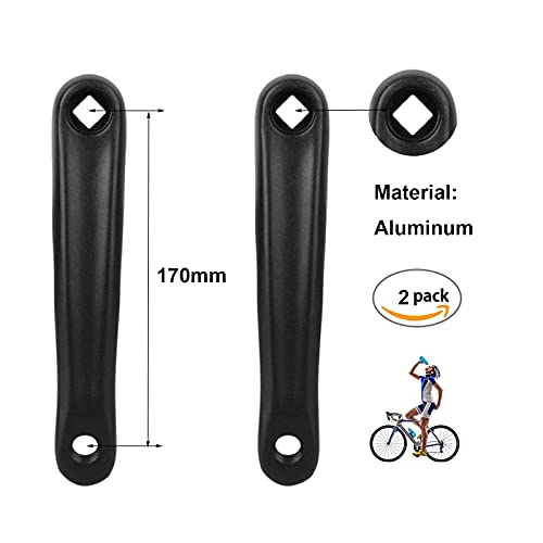 Tianher Brazo de Manivela Bicicleta, 2 Piezas Manivela de Bicicleta Aleación Aluminio Agujero de Diamante para Motor de Accionamiento Cuadrado Horizontal Montaña y Carretera 175 mm.