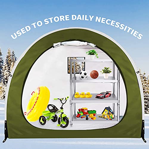 Tienda de Cobertizo para Guardar Bicicletas y Motocicleta al Aire Libre, Garaje para Guardar Las Bicis, de Alta Capacidad Para acampar, Super útil si Tienes Que Dejar La Bici Al A(Color:Verde oscuro)