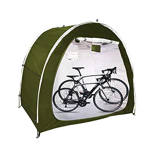 Tienda de Cobertizo para Guardar Bicicletas y Motocicleta al Aire Libre, Garaje para Guardar Las Bicis, de Alta Capacidad Para acampar, Super útil si Tienes Que Dejar La Bici Al A(Color:Verde oscuro)