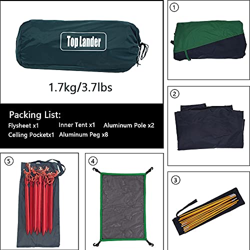 Tienda de Nailon Ultraligera para mochileros 1-2 Personas para Acampar al Aire Libre, Senderismo, Ciclismo, montañismo, Motocicleta, 20D, Impermeable, Solo vivac