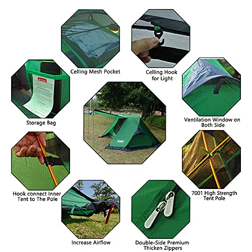 Tienda de Nailon Ultraligera para mochileros 1-2 Personas para Acampar al Aire Libre, Senderismo, Ciclismo, montañismo, Motocicleta, 20D, Impermeable, Solo vivac