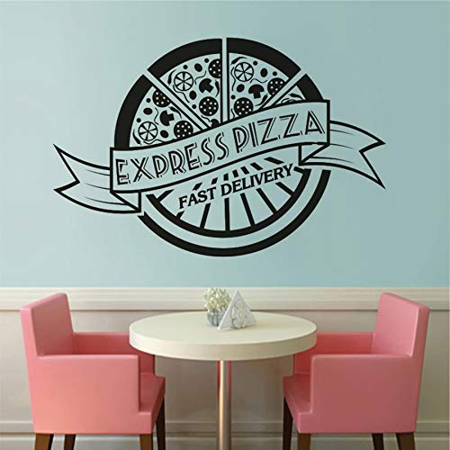 Tienda de pizza Decoración de interiores Express Pizza Etiqueta de la pared Pizzería Restaurante Calcomanías artísticas Ventana extraíble Mural otro color 57x38cm