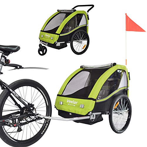 Tiggo Remolque de Bici para niños con Kit de Footing - Verde BT502-D02