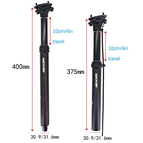 Tija De Sillín,Tija De Sillin De Bicicleta,Tija De Sillin MTB,Tubo De Asiento De Ajuste De Control De Línea De Elevación De Bicicleta De Montaña,Tija telescópica Aleación de Aluminio,31.6*400mm