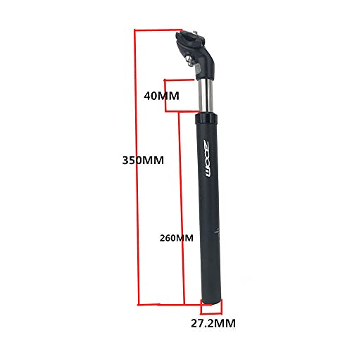 Tija Sillin Amortiguador Bicicleta, Tija de sillín de Bicicleta,Sillín de sillín de ángulo Ajustable ,Tija de Sillín de aleación de Aluminio, Poste de Asiento de la Suspensión de la Bici (27.2*350mm)