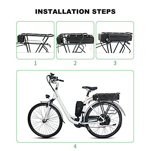 TIM-LI Batería De Bicicleta Eléctrica 48V 13AH / 15AH / 17.5AH / 20AH, Kit De Conversión De Bicicleta Eléctrica/Batería De Bicicleta Eléctrica para Portaequipajes Trasero con Luz Trasera,48V17.5AH