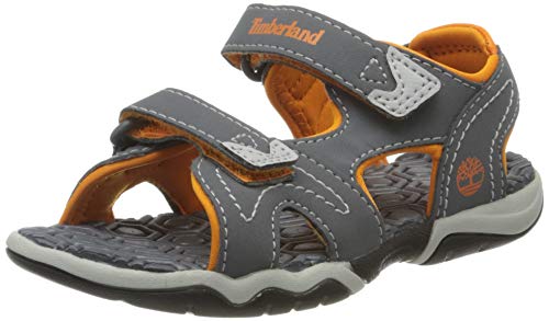 Timberland Adventure Seeker 2 Strap (Toddler), Sandalias de Punta Descubierta Unisex niños, Gris Medium Grey with Orange, 30 EU