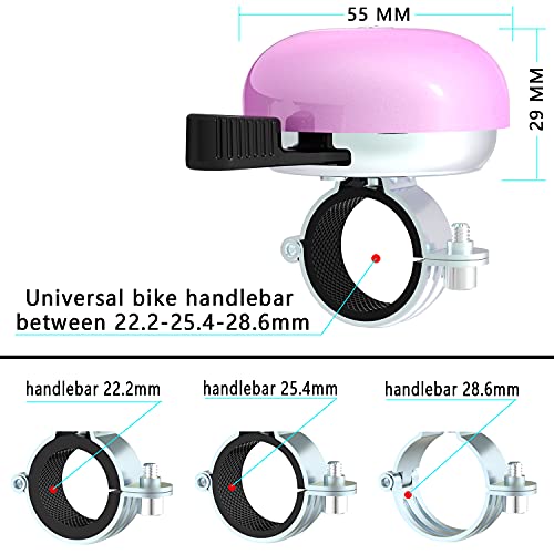 Timbre Bicicleta, clásico de latón con Bonito Tono Fuerte para Bicicleta de Carretera, Bicicleta de montaña, Accesorios de Ciclismo (Rosa - Mano Derecha - 1 Pieza)