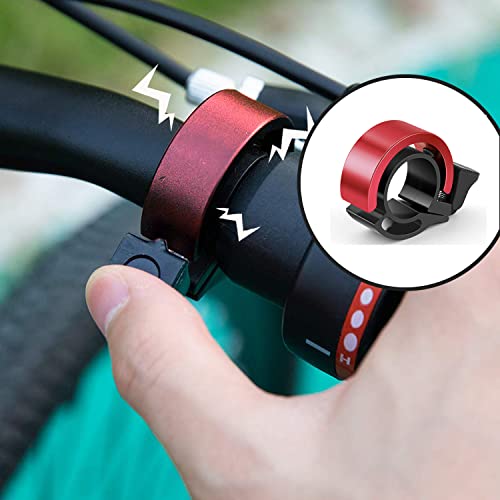 Timbre de bicicleta, Mini anillo de aluminio para bicicleta, Bocina de aleación con diseño en O para bicicleta de montaña, MTB, Campanas fuertes de 90 dB, Manillares de 22.2 a 22.5 mm, Rojo