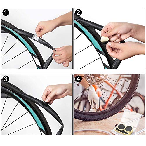 Tingz Kit Autoadhesivo de Parches de reparación de punción sin Pegamento para neumáticos de Bicicleta, Paquete de 18，Herramienta de escofina de palancas de Parche para neumáticos de Bicicleta