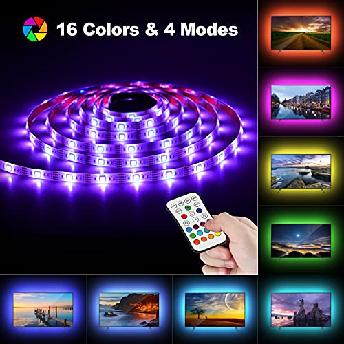 Tira LED TV 2.2M, LED RGB SMD 5050 Tiras LED USB Impermeable con Control Remoto, 16 RGB Colores y 4 Modos, Retroiluminacion LED de TV para HDTV/PC Monitor (40-60 Pulgada)