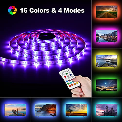 Tira LED TV 2.2M, LED RGB SMD 5050 Tiras LED USB Impermeable con Control Remoto, 16 RGB Colores y 4 Modos, Retroiluminacion LED de TV para HDTV/PC Monitor (40-60 Pulgada)