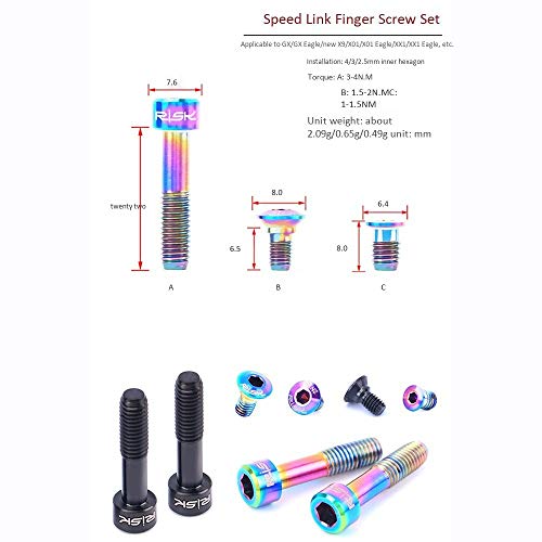 Titanio Bicicleta Pernos de Vástago Fijos para apropiación Juego de Tornillos de fijación GX/GX Eagle / X9 / X01 / X01 Eagle / XX1 / XX1 Tornillos de aleación de Titanio