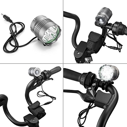 Tobole Faro Delantero 8000LM 5X LED CREE XM-L T6 para Bici Bicicleta MTB con Pack de Batería Recargable