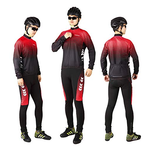 TOM SHOO Chaqueta Ciclismo Hombre Invierno, Maillot Ciclismo Hombre, Traje Ciclismo Manga Larga de Lana Térmico con 3D Acolchado Forro para Ciclismo Deportes y al Aire Libre