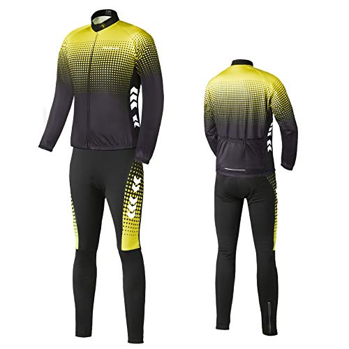 TOM SHOO Chaqueta Ciclismo Hombre Invierno, Maillot Ciclismo Hombre, Traje Ciclismo Manga Larga de Lana Térmico con 3D Acolchado Forro para Ciclismo Deportes y al Aire Libre