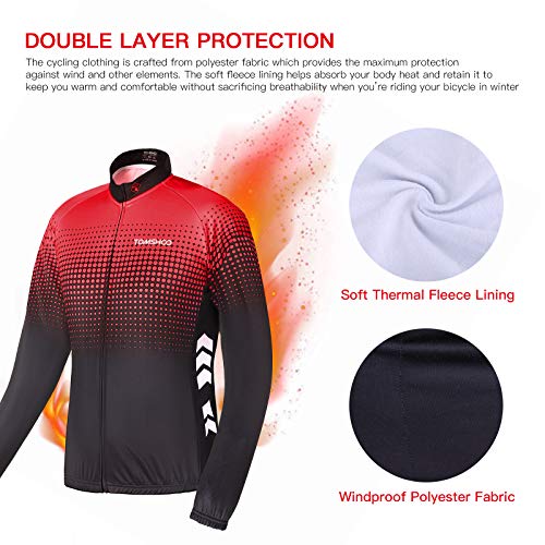 TOM SHOO Chaqueta Ciclismo Hombre Invierno, Maillot Ciclismo Hombre, Traje Ciclismo Manga Larga de Lana Térmico con 3D Acolchado Forro para Ciclismo Deportes y al Aire Libre