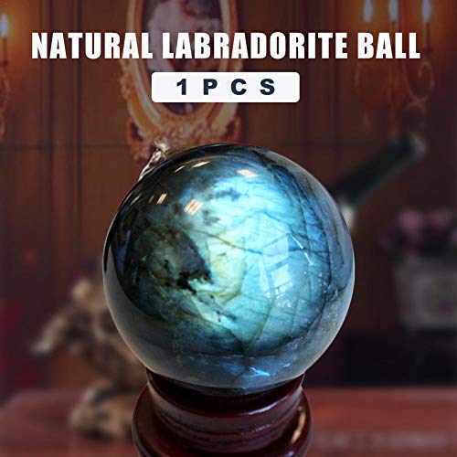 TOMACIÓN Decoración para el hogar Bola de Cristal - Cristal Natural Puro Labradorita Piedra Joya Artesanal - Gris Piedra de Luna Azules Piedra Preciosa Esfera de orbe