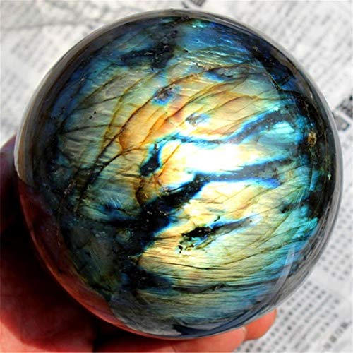 TOMACIÓN Decoración para el hogar Bola de Cristal - Cristal Natural Puro Labradorita Piedra Joya Artesanal - Gris Piedra de Luna Azules Piedra Preciosa Esfera de orbe