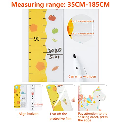 Tomedeks Altímetro Para Niños, Tabla De Altura De Regla Decorativa Para Bebés, Indicador De Altura De Animal Pequeño Móvil 3d, Rango De Medición 65-185 Cm (unicornio)