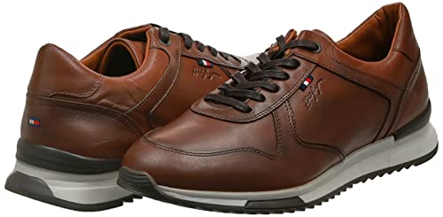 Tommy Hilfiger FM03731GVI Runner Craft Leather Cognac Zapatillas Deportivas- Bambas Hombre, 45 EU