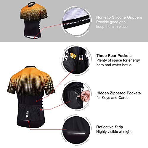 TOMSH00 Conjunto de Maillot de Ciclismo con Almohadilla de Asiento 3D, Ropa de Ciclismo de Manga Corta Elástica, Transpirable y de Secado Rápido Hombres Mujeres para Ciclismo MTB, Jogging, Senderismo