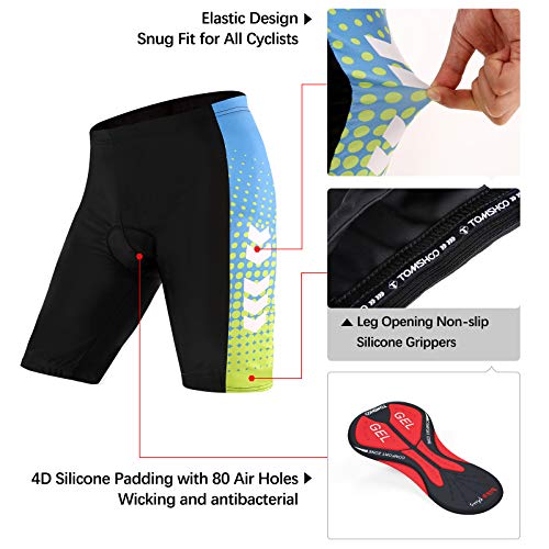 TOMSH00 Conjunto de Maillot de Ciclismo con Almohadilla de Asiento 3D, Ropa de Ciclismo de Manga Corta Elástica, Transpirable y de Secado Rápido Hombres Mujeres para Ciclismo MTB, Jogging, Senderismo