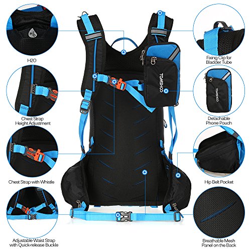 TOMSHOO - Mochila de senderismo de 20 l, ultraligera, transpirable, impermeable, con funda de lluvia para bicicleta, senderismo, equitación, viaje, alpinismo